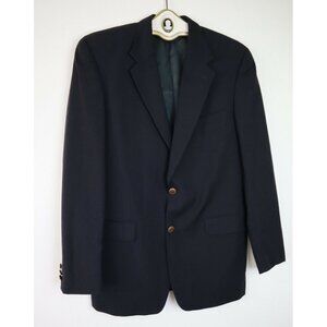 VINTAGE MEN'S NAVY BLUE WOOL BLAZER JACKET SPORT COAT - BRTICHES GEORGETOWNE 42L